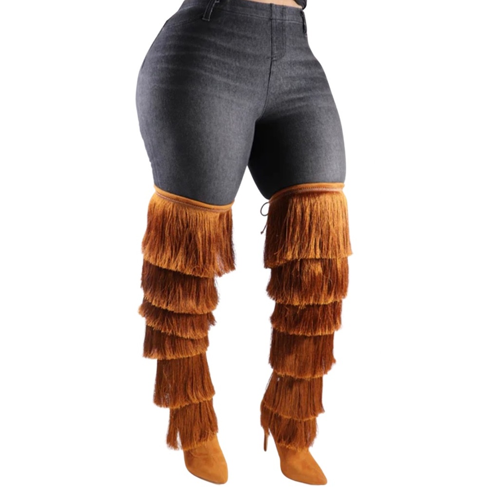 Cascading Fringe Over the Knee Heeled Boot